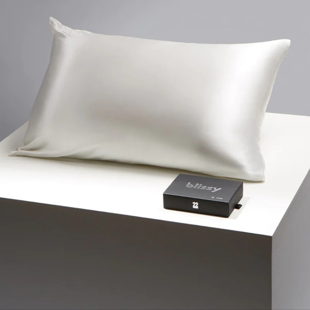 Set of 2 BNIB Blissy 100% Mulberry Silk King Pillowcases in Pure White